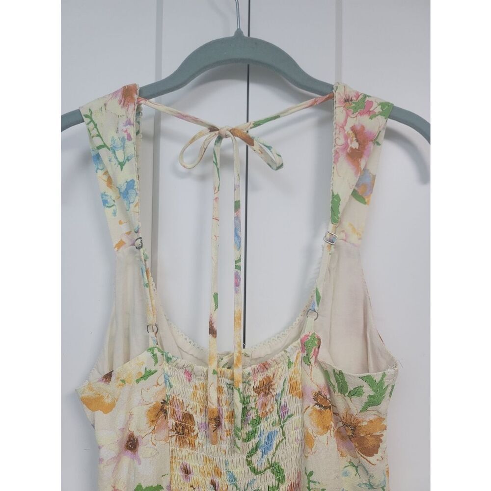 Wild Fable Floral Hook and Eye Romper Yellow Pastel Boho Cottagecore Sleeveless - Picture 7 of 9